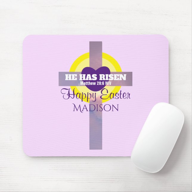 Alfombrilla De Ratón Feliz Pascua de la Biblia Verse nombre personaliza (Con ratón)