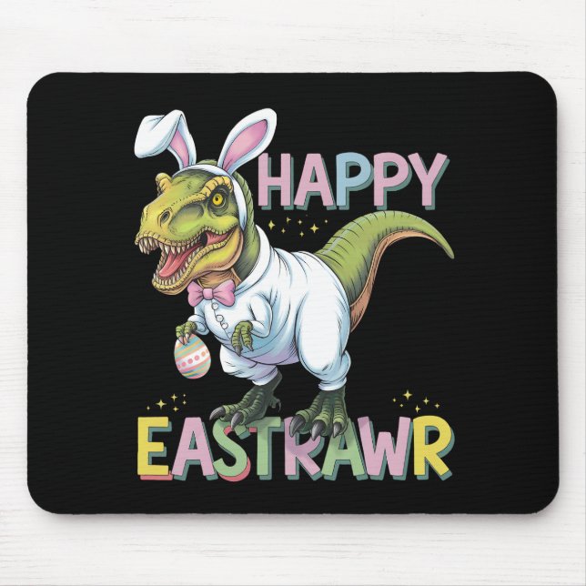 Alfombrilla De Ratón Feliz Pascua T Rex Pascua Dinosaurio Conejo Huevo (Frente)