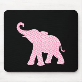 Alfombrilla De Ratón Felíz patrón de elefante rosa