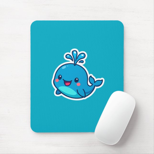 Alfombrilla De Ratón Feliz Pegatina de ballenas de Kawaii - amigo íntim (Con ratón)