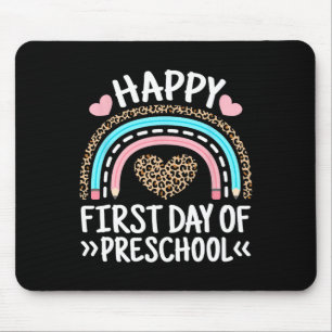 Alfombrilla De Ratón Feliz Primer Día De Preescolar Leopardo Arcoíris E