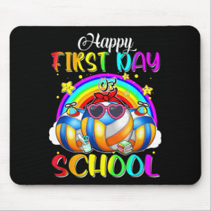 Alfombrilla De Ratón Feliz primer día escolar del voleibol Rainbow Happ