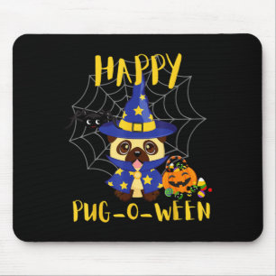 Alfombrilla De Ratón Feliz Pug-O-Ween Perro Pug Divertido Halloween