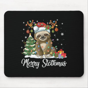 Alfombrilla De Ratón Feliz Slothmas divertido Sloth luces de árbol de N