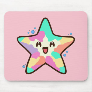 Alfombrilla De Ratón Feliz sonriente bebé pez estrella con burbujas.