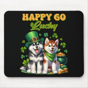 Alfombrilla De Ratón Feliz y Afortunado Husky Lindo Día de San Patricio