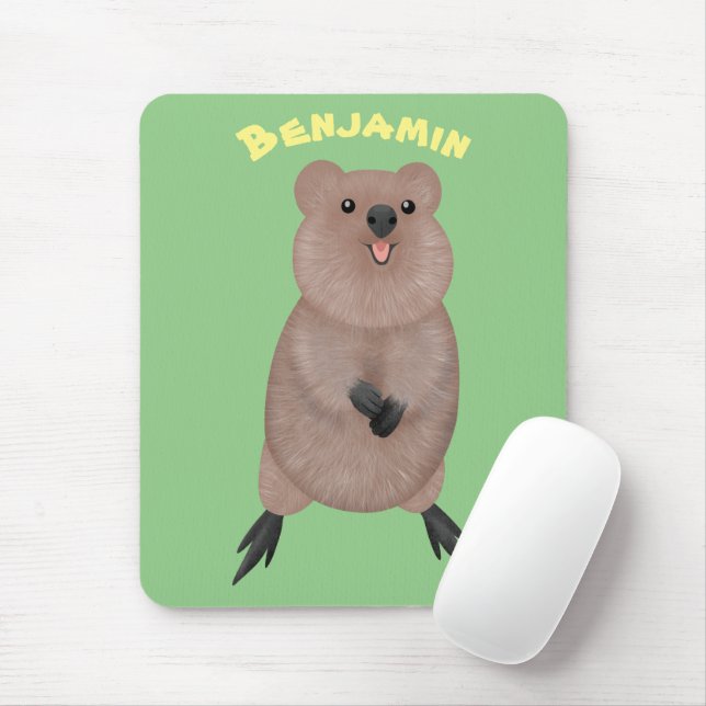 Alfombrilla De Ratón Feliz y lindo diseño de personalizados de quokka (Con ratón)