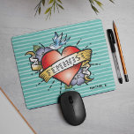 Alfombrilla De Ratón Feminista del corazón al estilo del tatuaje en Aqu<br><div class="desc">Tattoo Style Heart Feminist on Aqua Mouse Pad - Prepárate para rodar con esta almohadilla de ratón de corazón estilo tatuaje. Diseñe la oficina del hogar o simplemente escoja una como una opción de regalo para ese amigo, miembro de la familia o compañero de trabajo increíble en su vida. Personalice...</div>