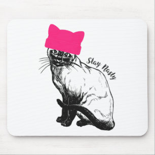Alfombrilla De Ratón Feminista resiste a gato Gorra rosa permanece mole