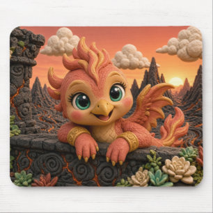 Alfombrilla De Ratón Fénix Bebé Adorable, Mitológica