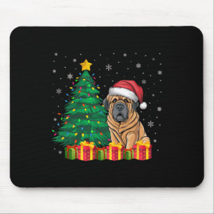 Alfombrilla De Ratón Feo tibetano castiff Santa Hat Navidades