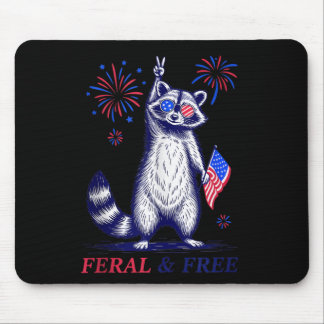 Alfombrilla De Ratón Feral & Racoon Patriótico Gratuito Feral Y