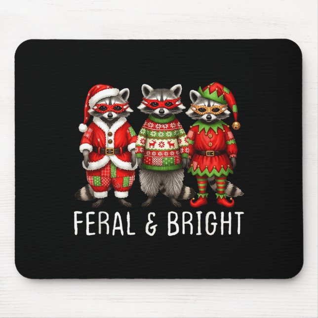Alfombrilla De Ratón Feral And Bright Raccoon Santa Christmas Holiday T (Frente)