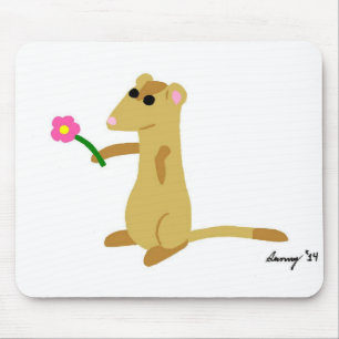 Alfombrilla De Ratón Ferret Sujetando Un Mousepad De Flor