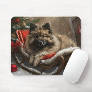 Alfombrilla De Ratón Festival de Navidades de perro de keeshond