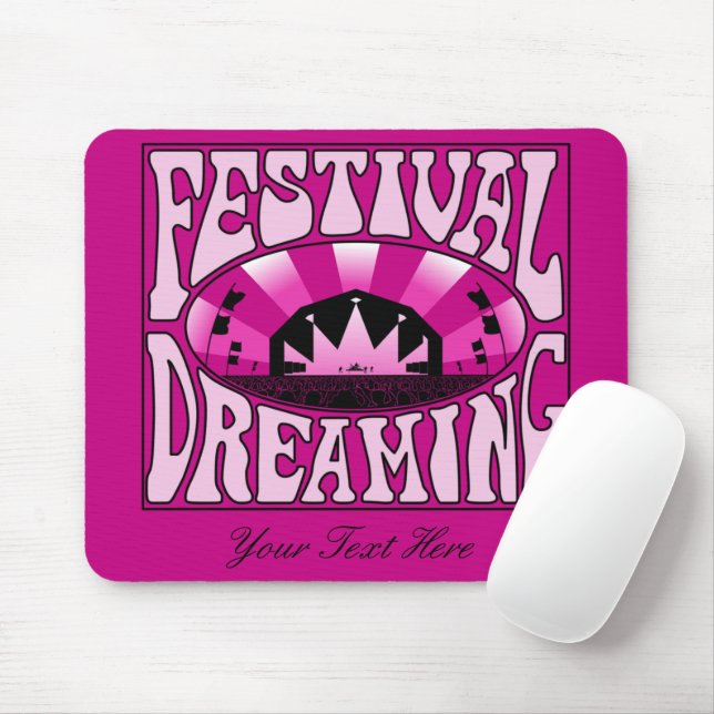 Alfombrilla De Ratón Festival Dreaming Retro Retro Rosa-Negro + rosa (Con ratón)