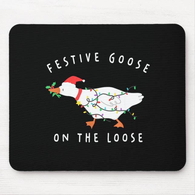 Alfombrilla De Ratón Festive Goose On The Loose Christmas Santa Silly G (Frente)