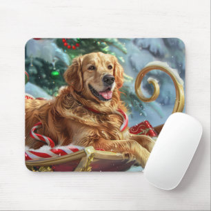 Alfombrilla De Ratón Festividad de los Navidades de perro de Golden Ret