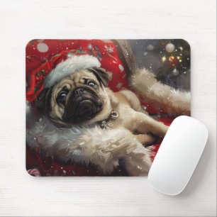 Alfombrilla De Ratón Festividad de los Navidades de perro de pug