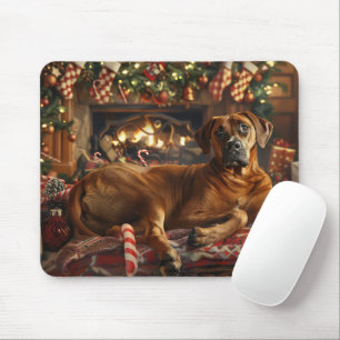 Alfombrilla De Ratón Festividad de los Navidades de perro de Ridgeback