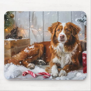 Alfombrilla De Ratón Festividad de los Navidades de perros Toller en Nu