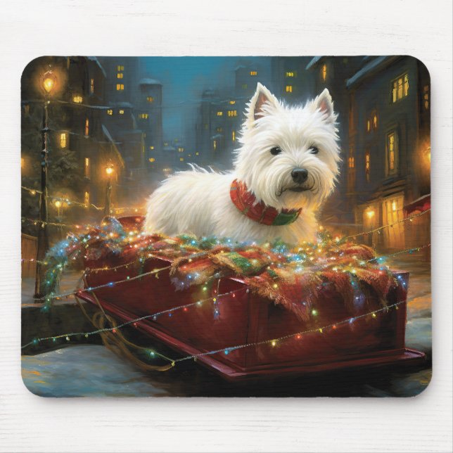 Alfombrilla De Ratón Festividad de los Navidades de West Highland White (Frente)