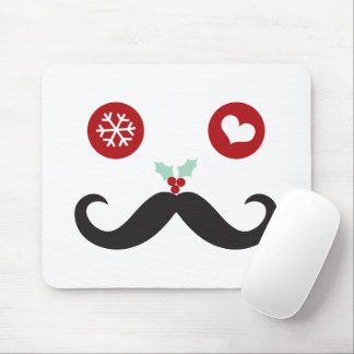 Alfombrilla De Ratón Festividad divertida de Mustache Silly Face Snowfl