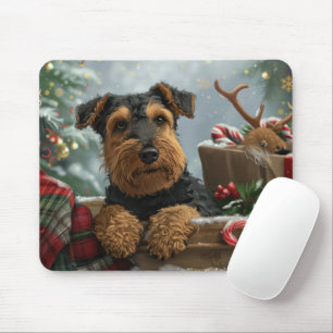 Alfombrilla De Ratón Festividad Navideña del Perro Airedale