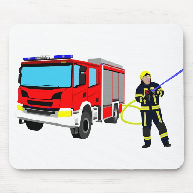 Alfombrilla De Ratón Feuerwehrmann und Löschfahrzeug (Frente)