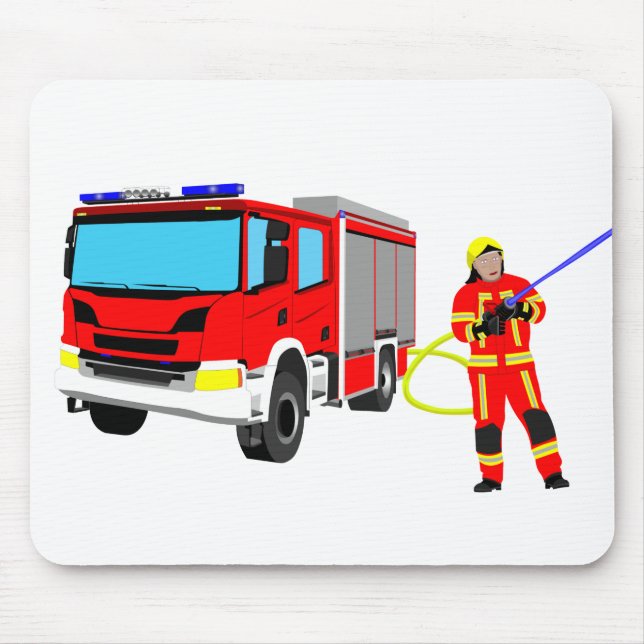 Alfombrilla De Ratón Feuerwehrmann und Löschfahrzeug Mousepad (Frente)