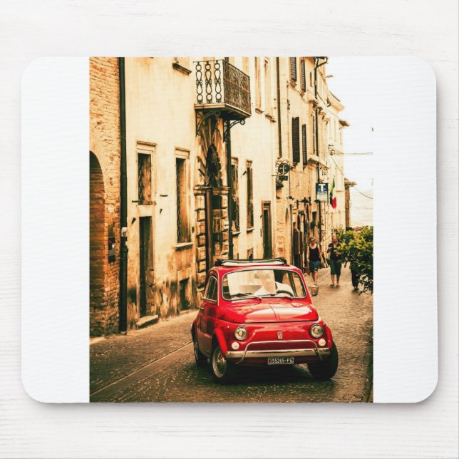 Alfombrilla De Ratón Fiat rojo 500, Cinquecento, en Umbría, Italia (Frente)