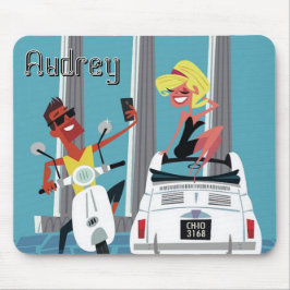 Alfombrilla De Ratón Fiat Scooter de feriado romano. Personalizado