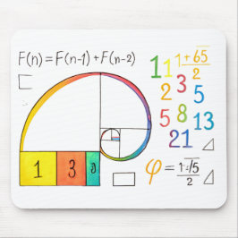 Alfombrilla De Ratón Fibonacci Spiral Math Mousepad