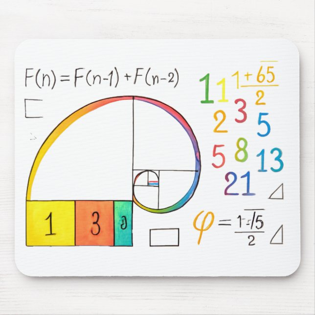 Alfombrilla De Ratón Fibonacci Spiral Math Mousepad (Frente)
