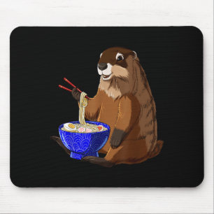 Alfombrilla De Ratón Fideos japoneses Kawaii Ramen Bowl Funny Groundhog