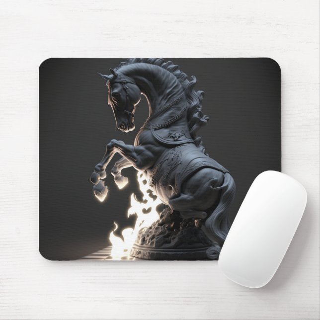 Alfombrilla De Ratón Fiery Chess Knight Mouse Pad (Con ratón)