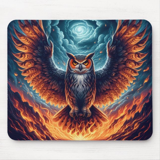 Alfombrilla De Ratón Fiery Owl Phoenix Ascensión (Frente)