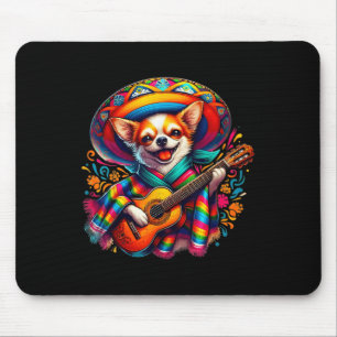 Alfombrilla De Ratón Fiesta Cute Chihuahua tocando guitarra Cinco De