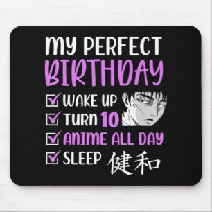 Alfombrilla De Ratón Fiesta de cumpleaños de Anime de 10 años 10 Chica