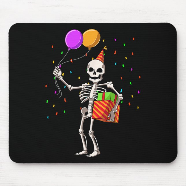 Alfombrilla De Ratón Fiesta de cumpleaños de Halloween Skeleton Cumplea (Frente)