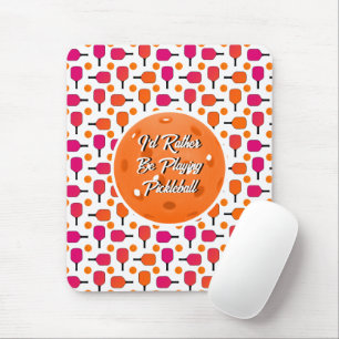 Alfombrilla De Ratón Fiesta de pelota de pádel rosa y Naranja