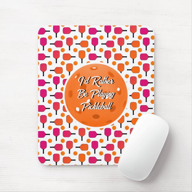 Alfombrilla De Ratón Fiesta de pelota de pádel rosa y Naranja (Con ratón)
