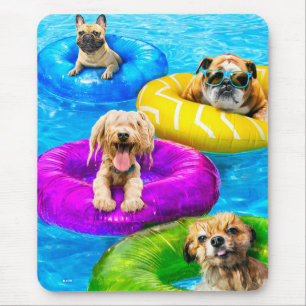 Alfombrilla De Ratón Fiesta de Perros en la Piscina