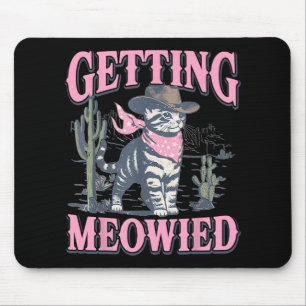 Alfombrilla De Ratón Fiesta de Soltera Vaquera Consiguiendo Gato Meowie