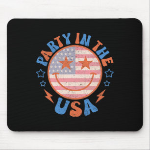 Alfombrilla De Ratón Fiesta En Eeuu Feliz Cara Sonríe Bandera Americana
