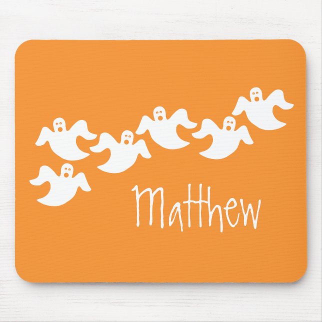 Alfombrilla De Ratón Fiesta fantasma Halloween Mousepad, Naranja (Frente)