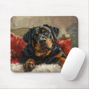 Alfombrilla De Ratón Fiesta Navideña del Perro Rottweiler