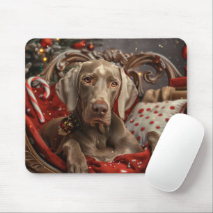 Alfombrilla De Ratón Fiesta Navideña del Perro Weimaraner