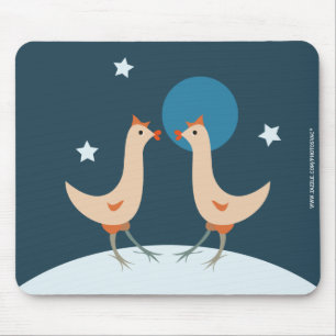 Alfombrilla De Ratón Fiesta Nocturna de Gallinas Luna Divertida de Poll