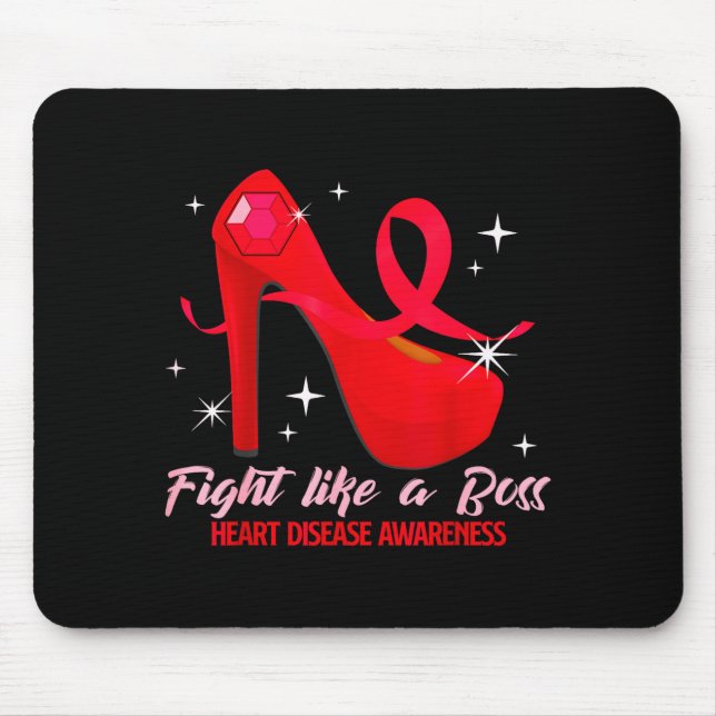 Alfombrilla De Ratón Fight Like A Boss Heart Health Heart Disease Aware (Frente)